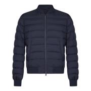 Blauwe Ribgebreide Bomberjack met Ganzendons Herno , Blue , Heren