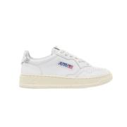 Witte Leren Sneakers met Zilveren Achterkant Autry , Gray , Dames