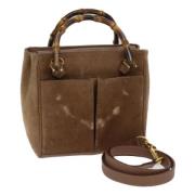 Pre-owned Suede gucci-bags Gucci Vintage , Beige , Dames