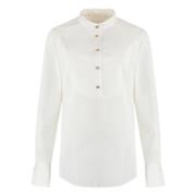 Versierde katoenen poplin overhemd Chloé , White , Dames