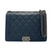 Pre-owned Leather chanel-bags Chanel Vintage , Blue , Dames