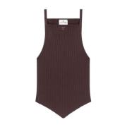 Bruine Gebreide Geborduurde Mouwloze Top Courrèges , Brown , Dames