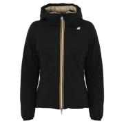 Omkeerbare korte jas met capuchon K-Way , Black , Dames