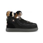 Zwarte Eskimo Sneaker met Nertsbont Mou , Black , Dames