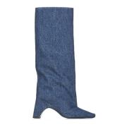 Blauwe Denim Instaplaarzen met Blokhak Coperni , Blue , Dames