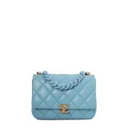 Pre-owned Leather chanel-bags Chanel Vintage , Blue , Dames