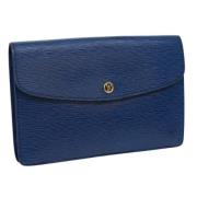 Pre-owned Leather clutches Louis Vuitton Vintage , Blue , Dames