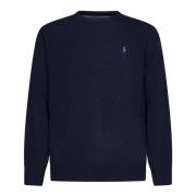 Blauwe Wollen Trui met Pony Borduursel Polo Ralph Lauren , Blue , Here...