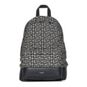 Zwarte Jacquard Rugzak Balmain , Black , Heren