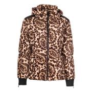 Luipaardprint Gewatteerde Jas met Capuchon Fendi , Brown , Dames