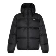 Zwarte Gewatteerde Jas met Capuchon Lacoste , Black , Heren