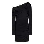 Zwarte Asymmetrische Halslijn Jurk Alexander McQueen , Black , Dames