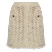 Jacquard Mesh Wollen Rok Twinset , White , Dames