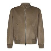 Beige Wol Kasjmier Bomberjack Brioni , Beige , Heren