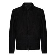 Zwarte Lamsskin Leren Jas Brioni , Black , Heren