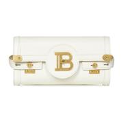 Witte leren crossbody tas met metalen ketting Balmain , White , Dames