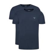 2-Pack Stretch Katoenen T-Shirts - Blauw Emporio Armani , Blue , Heren