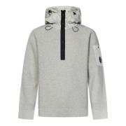 Witte Sweater met Halve Rits Eco-Chrome Capuchon C.p. Company , White ...