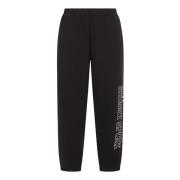 Zwarte elastische taillebroek met logo Stüssy , Black , Dames