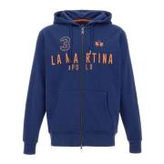 Blauwe hoodie met oranje logo La Martina , Blue , Heren