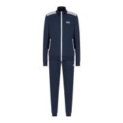 Blauw Katoenen Compleet Trainingspak met Logo Emporio Armani EA7 , Blu...