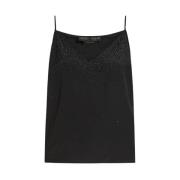 Elegante Zwarte Top met Decoratieve Stenen Marina Rinaldi , Black , Da...