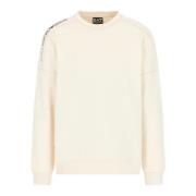 Beige Katoenen Crewneck Sweatshirt met Logo Detail Emporio Armani EA7 ...