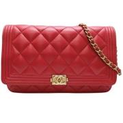 Pre-owned Leather chanel-bags Chanel Vintage , Red , Dames