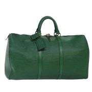 Pre-owned Leather travel-bags Louis Vuitton Vintage , Green , Dames