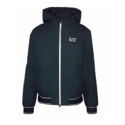 Blauwe Hoodie met Rits aan de Voorkant Emporio Armani EA7 , Blue , Her...