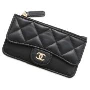 Pre-owned Leather wallets Chanel Vintage , Black , Dames