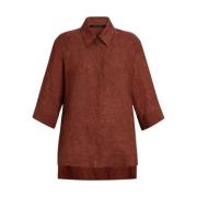 Linnen High-Low Tuniek Zomer Mode Marina Rinaldi , Brown , Dames