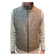 Bruine Linnen Vest Regular Fit Oscar Jacobson , Brown , Heren