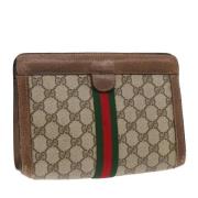 Pre-owned Leather clutches Gucci Vintage , Beige , Dames