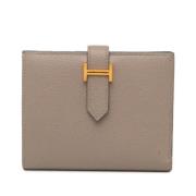 Pre-owned Leather wallets Hermès Vintage , Gray , Dames