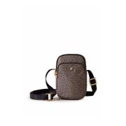 Gedrukte Nylon Crossbody Smartphone Houder Borbonese , Brown , Dames