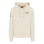 Beige hoodie met zwart logo lettering Emporio Armani EA7 , Beige , Her...