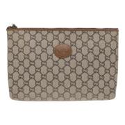 Pre-owned Canvas clutches Gucci Vintage , Beige , Dames