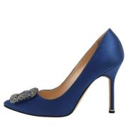 Pre-owned Satin heels Manolo Blahnik Pre-owned , Blue , Dames