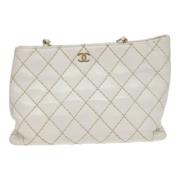 Pre-owned Leather totes Chanel Vintage , White , Dames