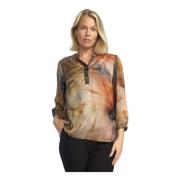 Zijde Blend Bourgondische Blouse 2-Biz , Brown , Dames