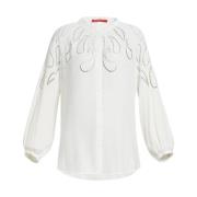 Elegante viscose blouse met pofmouwen Marina Rinaldi , White , Dames