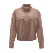 Blouse met Lange Mouwen en Fontega Detail Opus , Brown , Dames