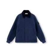 Dubbel geweven wol nylon jas Stone Island , Blue , Heren