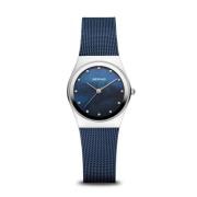 Dameshorloge Classic Zilver Glanzend met Blauwe Milanese Band 12927-30...