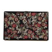 Zwarte Bloemen Gouden Frame Clutch Portemonnee Dolce & Gabbana , Multi...