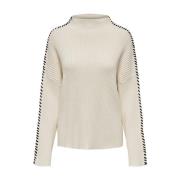 Hoge Hals Contrast Pullover Sweater Only , Beige , Dames