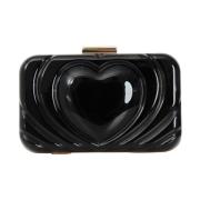 Zwarte Clutch met reliëf hartontwerp Love Moschino , Black , Dames