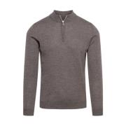 Merino Wool Half Zip Sweater Stenströms , Brown , Heren