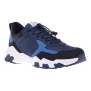 Trainers in black and blue eco-leather Baldinini , Blue , Heren